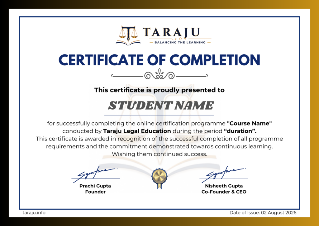 TARAJU Certificate